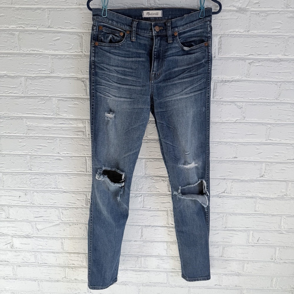 Madewell Women's Denim Jeans Distress Over Torn Knees High Rise Skinny Size 27
